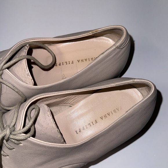 Fabiana Filippi shoes laces leather scales pattern light tan cream colored 38 - Picture 3 of 5